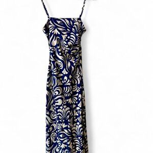 House of Harlow 1960 Patterned Slip Maxi Dress – Blue & White (Excellent Cond
